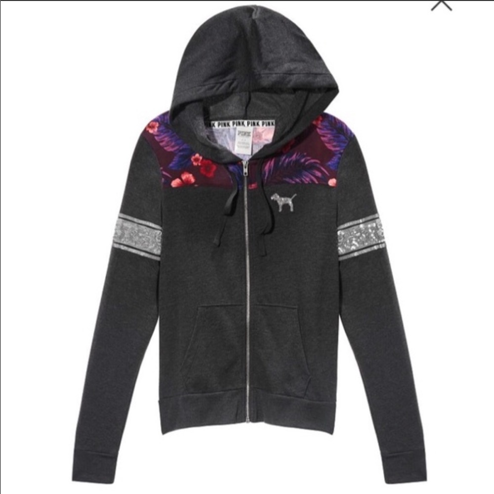 New VS PINK BLING PERFECT FULL ZIP HOODIE
